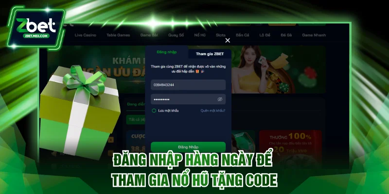 Đăng nhập hàng ngày để tham gia nổ hũ tặng code